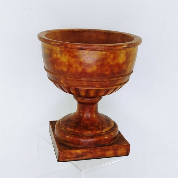 Planter Footed Stone-Look Resin Brown Tones Garden Decor Floral Decor 9" - Picture 2 of 8